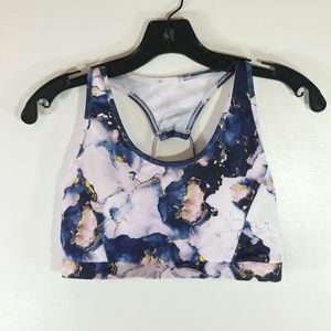 Shein Pattern Blue Pink & White Pattern Sport Bra size Medium